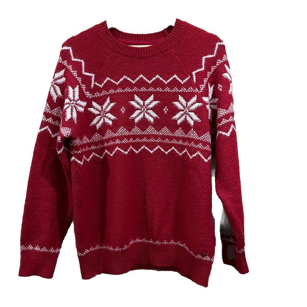 Fat Face Red Fair Isle Long‎ Sleeve Christmas Jumper Ladies Size UK 10 US 6